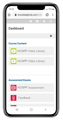 HCISPP LMS dashboard on a phone